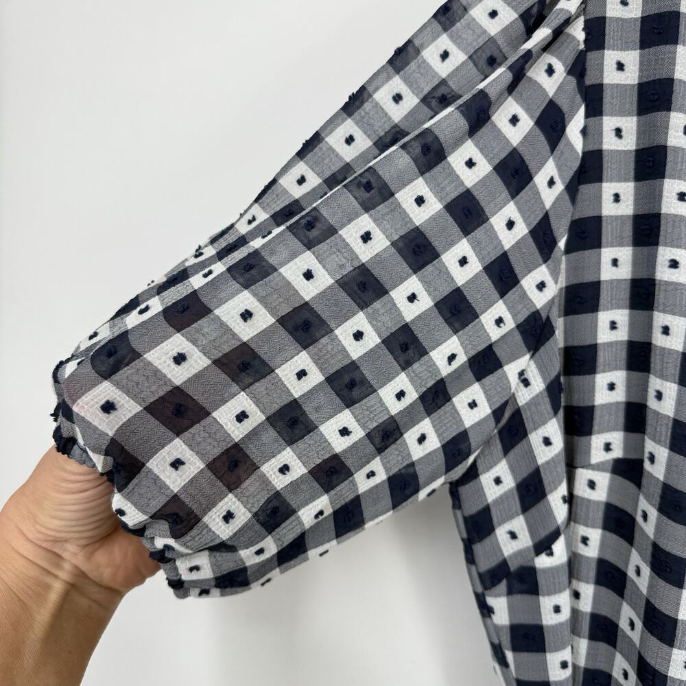 Julia Jordan Faux Wrap Dress size 16 Blue Check Ruffled Hem Feminine NWT - Picture 7 of 15